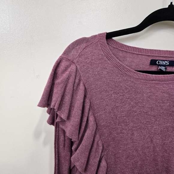 Chaps Mauve Ruffle Pink Sweatshirt Size M - Picture 2 of 12